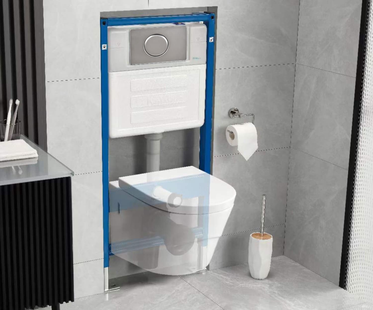 Innovative toilet tank panel with dual button flush