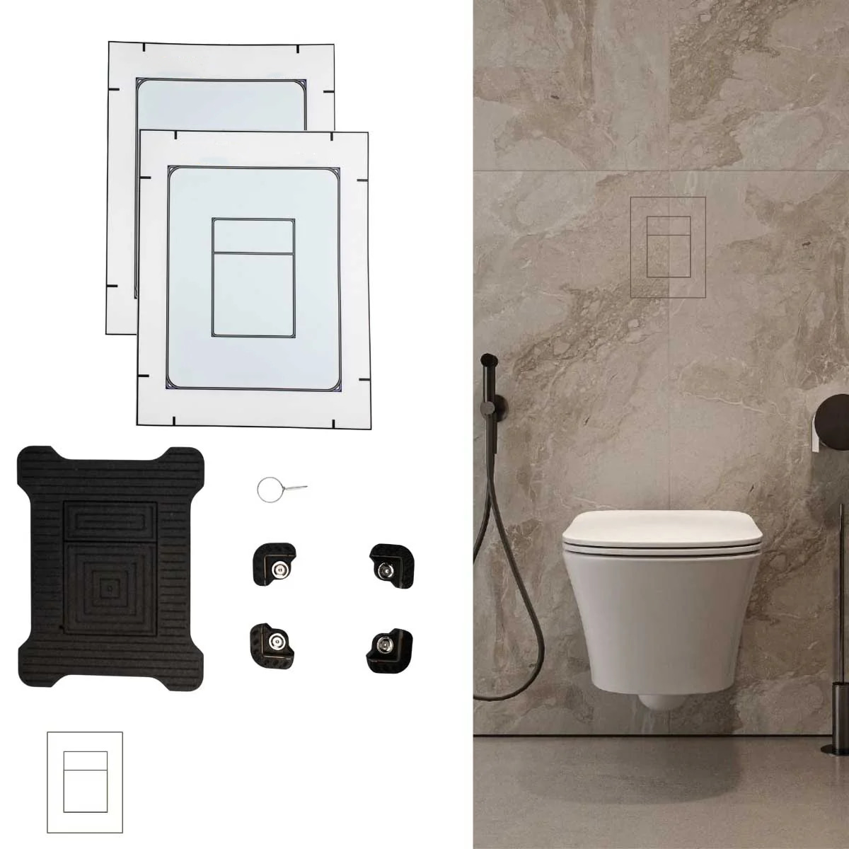 seamless wall toilet flush plate